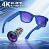 4K Camera Glasses, AI Smart Glasses with Real-Time Translation & Object Recognition,Pov Camera with 32GB Storage, Max 10Hrs Playtime | Extra 2 Lens Set(Clear&Black) for Work,Travel, Business - Blue,L view 2