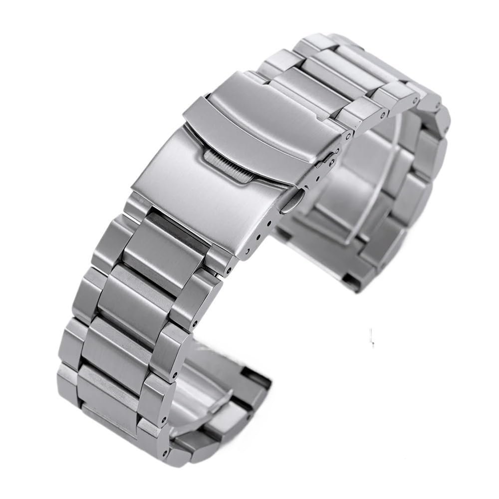 18/20/22/4mm Men Solid Stainless Steel WatchBand fit for Samsung/Seiko/Oris/Citizen/Casio(Silver,22mm)