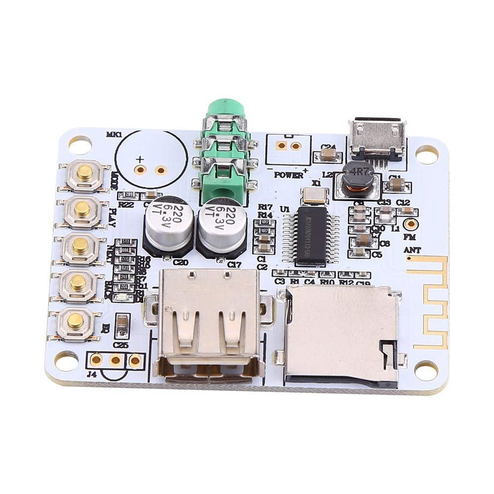 Jeffergarden Bluetooth Audio Receiver Board MP3 WMA FLAC Decoder FM Radio Preamp Output Remote Control with Microphone (Bluetooth Version Without Remote Control (no)