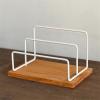 LIAN16PENG CD Rack Tabletop Wooden Vinyl Record Rack CD Albums Holder with Metal Bracket Disc Rack view 3