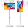 21.5 Inch Portable TV 1080P FHD Touchscreen Android 12 Smart TV Rolling TV Stand for Indoor Outdoor(White,4+64G) view 1