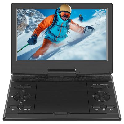 BOKYOK 14.5" Portable DVD Player with 12.1 HD Swivel Screen, 3-5Hrs Play, DVD Player Portable with Dual Stereo Speaker, Last Memory, Support SYNC TV/USB/SD Card, Play All Discs Format