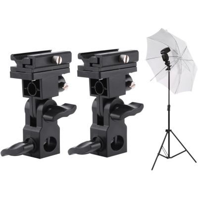 2PCS Camera Flash Mount, Light Stand Bracket Flash Umbrella Holder 180 Hot Shoe Mounting Bracket Lightweight for Photo Video Photography