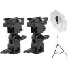 2PCS Camera Flash Mount, Light Stand Bracket Flash Umbrella Holder 180 Hot Shoe Mounting Bracket Lightweight for Photo Video Photography view 1