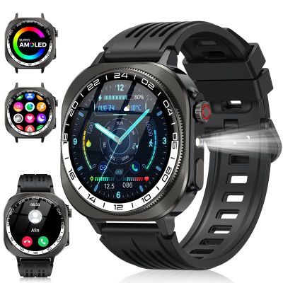 2026 Smart Watch (Answer/Make Call), 1.43" 3D-AMOLED Smartwatch for Men Women, 130+ Sports Fitness Watch, Heart Rate/Sleep Monitor, 60 Days Flashlight, IP68 Waterproof Activity Tracker Android iOS