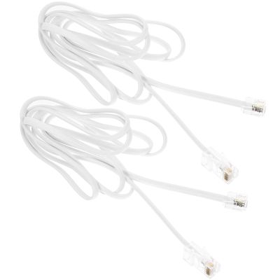 KONTONTY 2pcs Rj11 to Rj45 Adapter Cable Telephone to Ethernet Cord Converter White 4-core 1.7cm for Landline Phone Extension and Fax Machine Connection