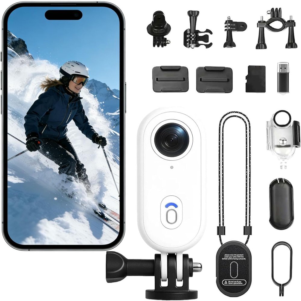 POV Camera, 4K POV Cam Waterproof with 128/256G Card, Wearable Body Cam for Diving, Cycling, Skiing, Vlogging & Hands Free Recording (White, 128G)