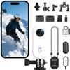 POV Camera, 4K POV Cam Waterproof with 128/256G Card, Wearable Body Cam for Diving, Cycling, Skiing, Vlogging & Hands Free Recording (White, 128G) view 1