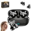 2026 New Clip-On Open-Ear Headphones  Wireless Bluetooth Earbuds with AI Noise Cancelling, Rhinestone Decor, Lightweight Open Ears Headphones, 144 Languages, for Travel,Sport (Black, Decor Version) view 1