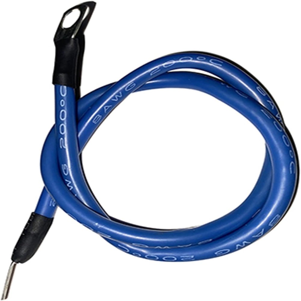 ACFFVBW Coiled Extension Cord, 100cm Heat Soft Cable 8AWG High Temperature Cold Silicone Wire Red Black Blue Color Soil Electronics(Blue with Terminal)