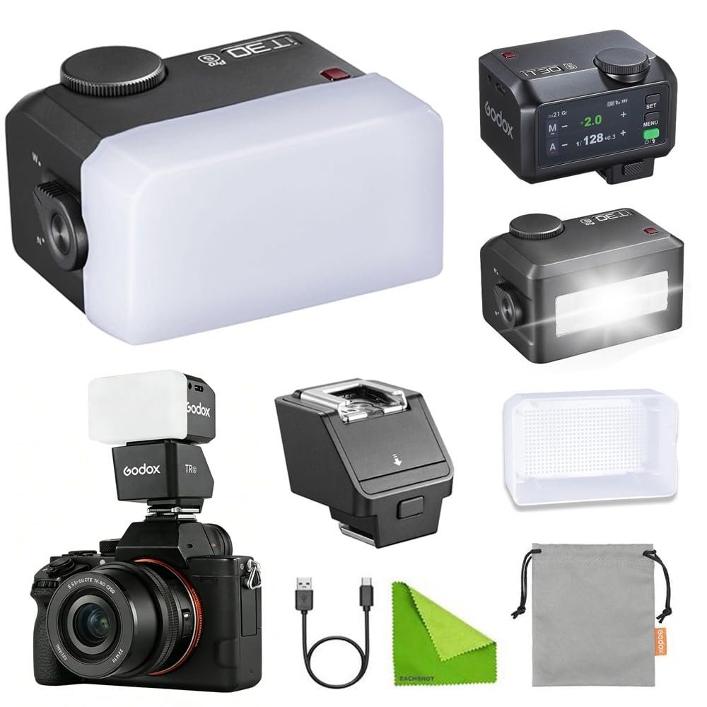 Godox iT30 Pro S Combo Kit with TR-S Riser and Diffuser, TTL Mini Camera Flash for Sony ZV-E10,ZV-E10,ZV-1, TTL Mode Auto Exposure, 2.4G HSS 1/8000s, 2.8" Full-Color Touchscreen(Black)