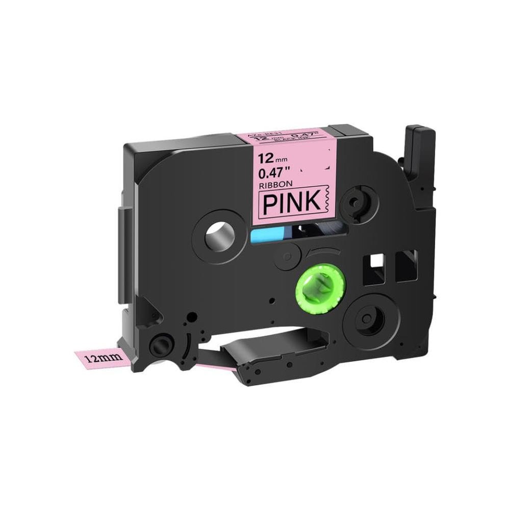 12mm Satin Ribbon Non-Laminated Tape Compatible with TZ TZe-R234 RW34 RE34 Ribbon for PT-H100L GL-H100 Maker(Black on Pink)