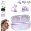2026 New Clip-On Open-Ear Headphones  Wireless Bluetooth Earbuds with AI Noise Cancelling, Rhinestone Decor & Water Resistant, Lightweight for Women (Purple, Earbuds + Earrings) view 1