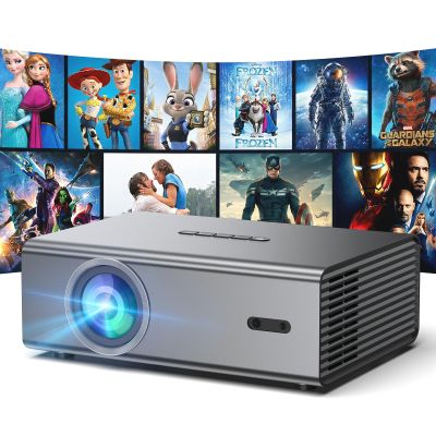4K 1080P Smart Projector Wireless Streaming with WiFi 6, and Bluetooth 5.3, Auto Keystone Correction, Full HD Outdoor Movie Projector for Gaming, Sports, and Home Entertainment -Gray