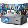 4K 1080P Smart Projector Wireless Streaming with WiFi 6, and Bluetooth 5.3, Auto Keystone Correction, Full HD Outdoor Movie Projector for Gaming, Sports, and Home Entertainment -Gray view 1