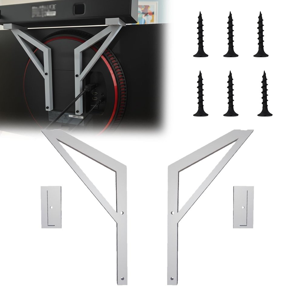 Mount for VESA Soundbar Bracket Desktop Space Saver Compatible Monitors, Adjustable Behind Monitor Speaker Mount with Modular Top Support
