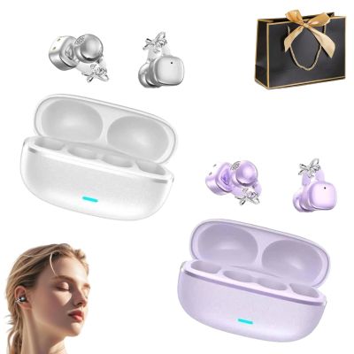 2026 New Clip-On Open-Ear Headphones  Wireless Bluetooth Earbuds with AI Noise Cancelling, Rhinestone Decor, Lightweight Open Ears Headphones, 144 Languages, for Travel,Sport (2Pcs-C, No Version)