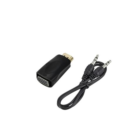 Treayes HDMI-Compatible to Adapter, Support 1080P Full HD, with 3.5mm Cable, .5 AUX Ja-ck, for HDTV, M>oni>tor, Projector, PC Computer(Black with Cable)