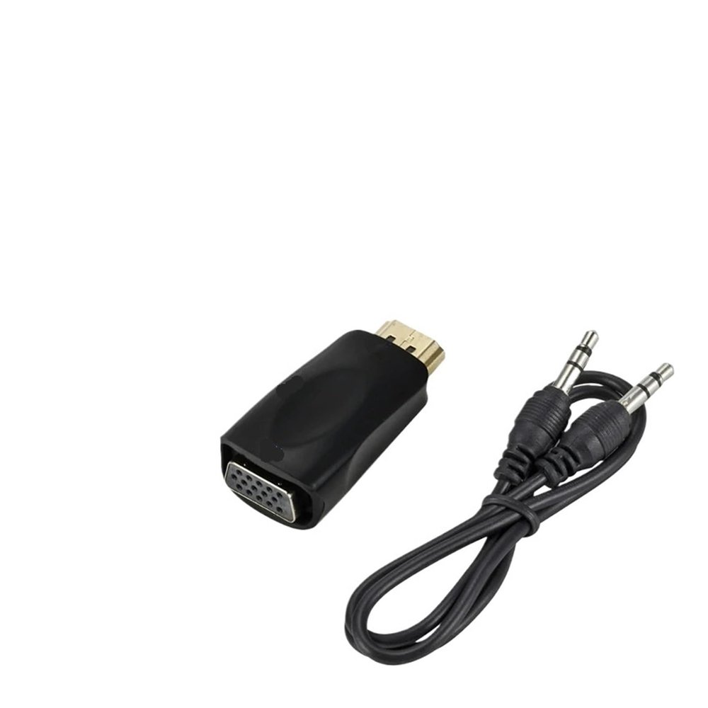 Treayes HDMI-Compatible to Adapter, Support 1080P Full HD, with 3.5mm Cable, .5 AUX Ja-ck, for HDTV, M>oni>tor, Projector, PC Computer(Black with Cable)
