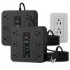 16-in-1 Power Strip with Switch & Surge Protection, 16 in 1 Power Strip Surge Protector, 12 AC Outlets & 2 USB-C, 2 USB-A, 6.6FT Extension Cord with Overload Protection (Black-2Set) view 1