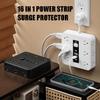 16-in-1 Power Strip with Switch & Surge Protection, 16 in 1 Power Strip Surge Protector, 12 AC Outlets & 2 USB-C, 2 USB-A, 6.6FT Extension Cord with Overload Protection (Black-2Set) view 2