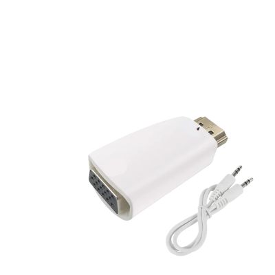 Treayes HDMI-Compatible to Adapter, Support 1080P Full HD, with 3.5mm Cable, .5 AUX Ja-ck, for HDTV, M>oni>tor, Projector, PC Computer(White with Cable)