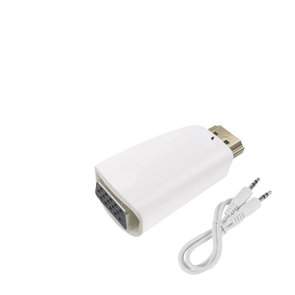 Treayes HDMI-Compatible to Adapter, Support 1080P Full HD, with 3.5mm Cable, .5 AUX Ja-ck, for HDTV, M>oni>tor, Projector, PC Computer(White with Cable)
