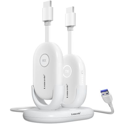 Lemorele G500 Expandable 8-in-1 Wireless HDMI Presentation System for Conference Rooms, 1080P 60Hz, 5.8GHz, 165ft Range, Low Latency (1TX+1RX Starter Kit with Charging Dock Included)