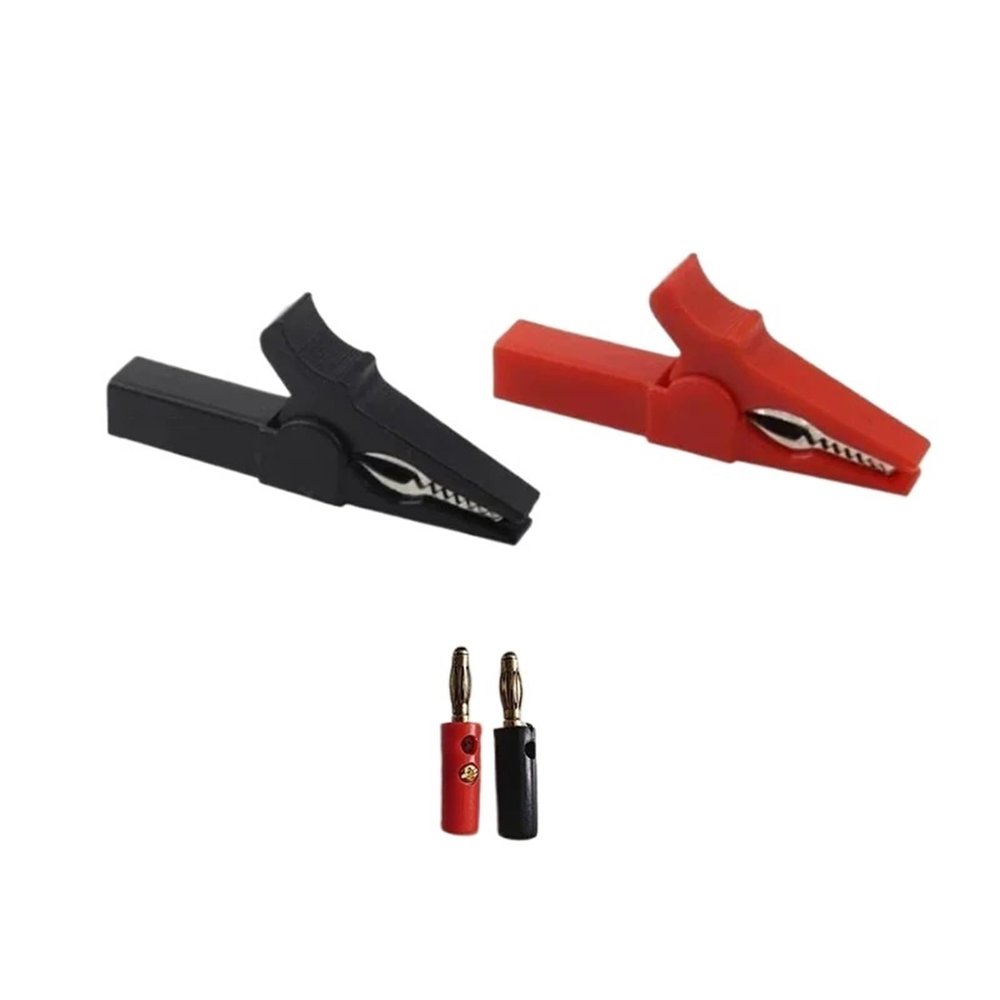 4pcs/ Set Clip Banana Plug, Test Probe with 4mm Cable Clips Red Black Accessories