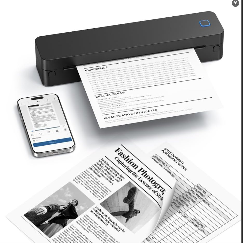 CHIVALZ D830 Portable Wireless Printer Offers Instant Printing,Without Ink, Making It Ideal for Travel and Office Use. Supports 8.5 x 11 inch Thermal Paper Compatible with iOS, Android,Devices.
