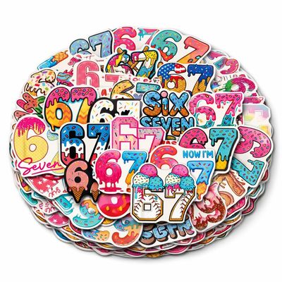 100 6 7 Stickers Stuff Meme Decals - Vinyl Waterproof Six Seven Sticker Party Favors Decorations