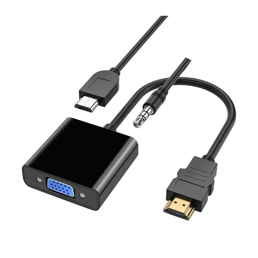 Treayes HDMI-Compatible to Cable Converter with Audio Power Supply Adapter FHD 1080P for Tablet Desktop PC Projector TV(White Audio)
