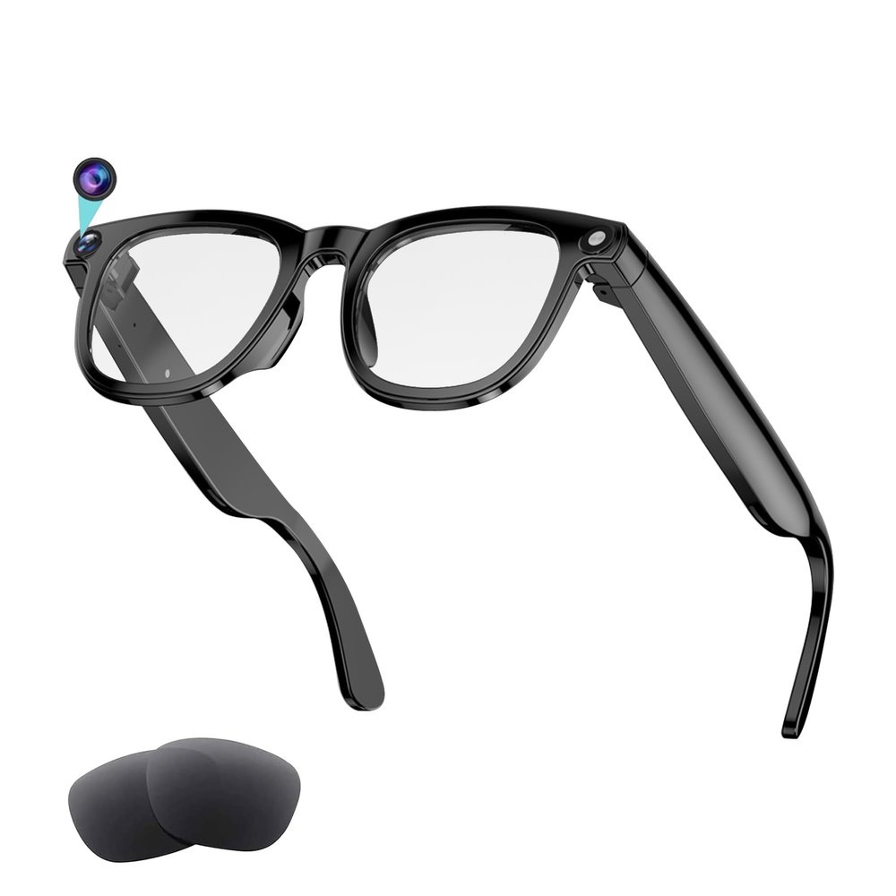 Jundio AI Smart Glasses with 8MP Camera, 1080P HD Video & Photo Recording, Anti-Blue Light Lenses, Real-Time Translation,Camera Glasses for Men Women Ideal for Outdoor Sports, Cycling, Hiking