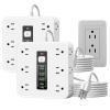 16-in-1 Power Strip with Switch & Surge Protection, 16 in 1 Power Strip Surge Protector, 12 AC Outlets & 2 USB-C, 2 USB-A, 6.6FT Extension Cord with Overload Protection (White-2Set) view 1