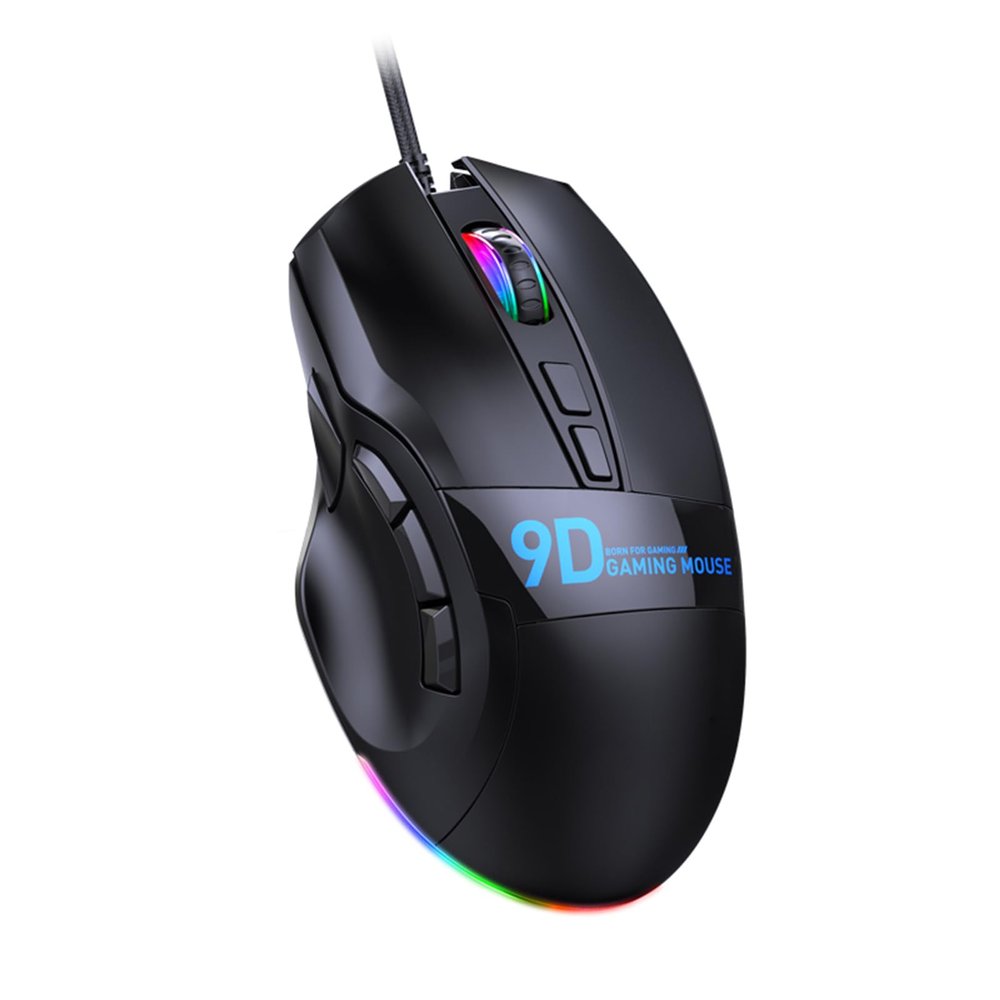 Docooler RGB Gaming Mouse with 7 Lighting Effects, 9 Programmable Buttons, 12000 DPI, Ergonomic Design Wired Mouse for PC Gaming