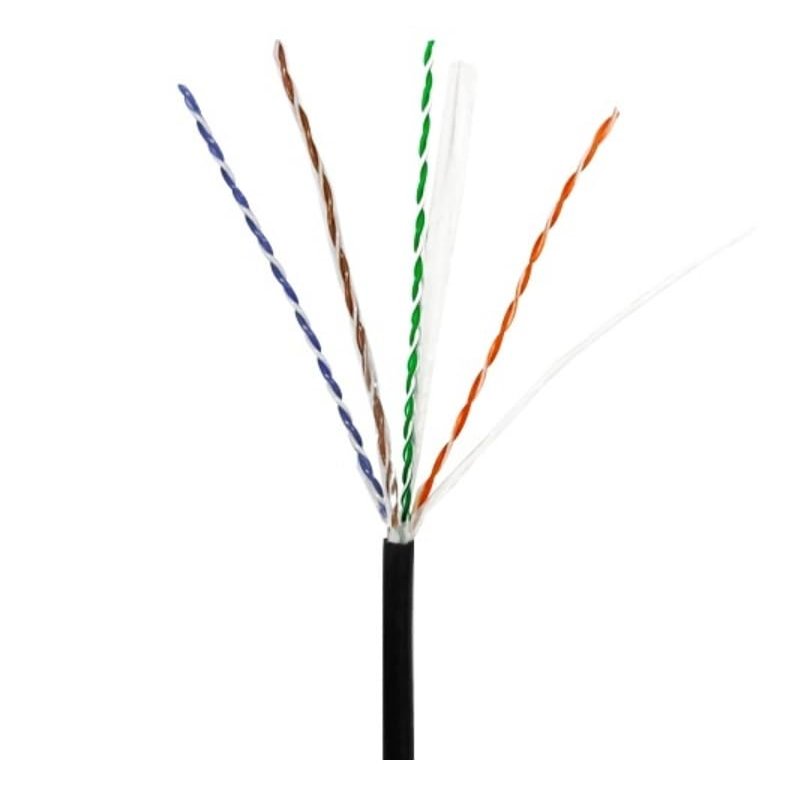 0E-CAT6DB1BK CAT6 Direct Burial Cable, 23AWG 4-Pair, 1000 Feet, Black, Solid Bare Copper Conductors, 300V AC, Outdoor Rated