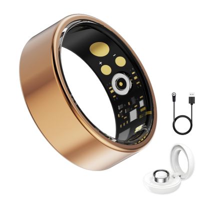 Smart Ring for Women Men, IP68 Waterproof Wearable Fitness Tracker with Heart Rate Monitor Smart Rings Monitor Blood Oxygen Fitness Ring Sleep Tracking Calorie Suitable for Dual Systems(Gold,10)