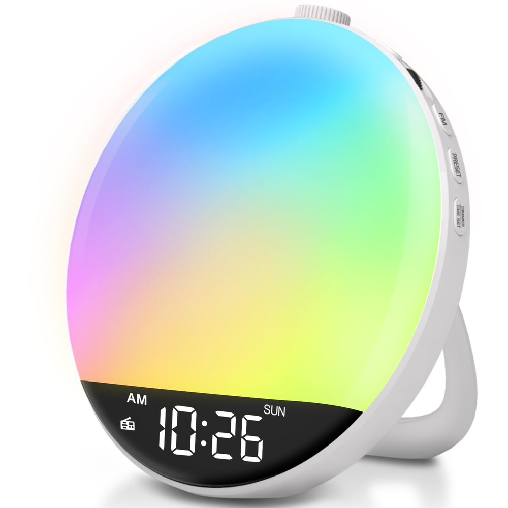 DreamSky Digital FM Radio with Bluetooth Speaker and Sleep Timer for Kids Adults, Hi-Fi Clear Loud Sound, Wake up Light Sunrise Alarm Clock for Bedroom, Dimmable Night Light, Small Gifts for Seniors