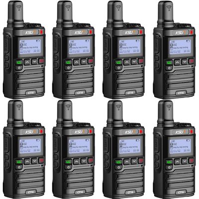 KSUN 4G LTE Network Lifetime Free PTT Nationwide Walkie Talkies Unlimited Range with Pre-Paid Sim Cards Global POC Radios Gifts for Family Bus Drivers Christmas CT16 (8 Pack)