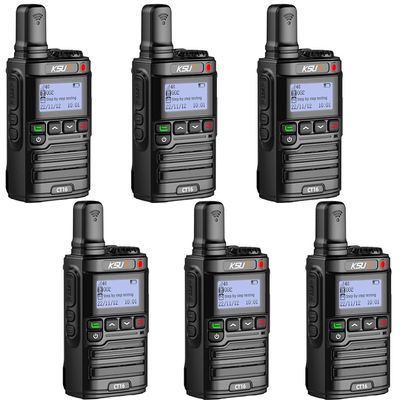 KSUN 4G LTE Network Lifetime Free PTT Nationwide Walkie Talkies Unlimited Range with Pre-Paid Sim Cards Global POC Radios Gifts for Family Bus Drivers Christmas CT16 (6 Pack)