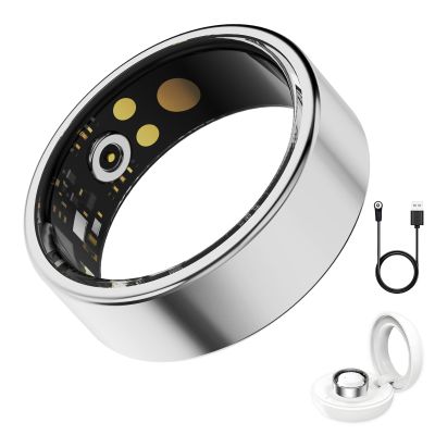 Smart Ring for Women Men, IP68 Waterproof Health Activity Fitness Tracker with Heart Rate Monitor Smart Rings Monitor Blood Oxygen Fitness Ring Step Counting Calorie for Dual Systems(Silver,8)