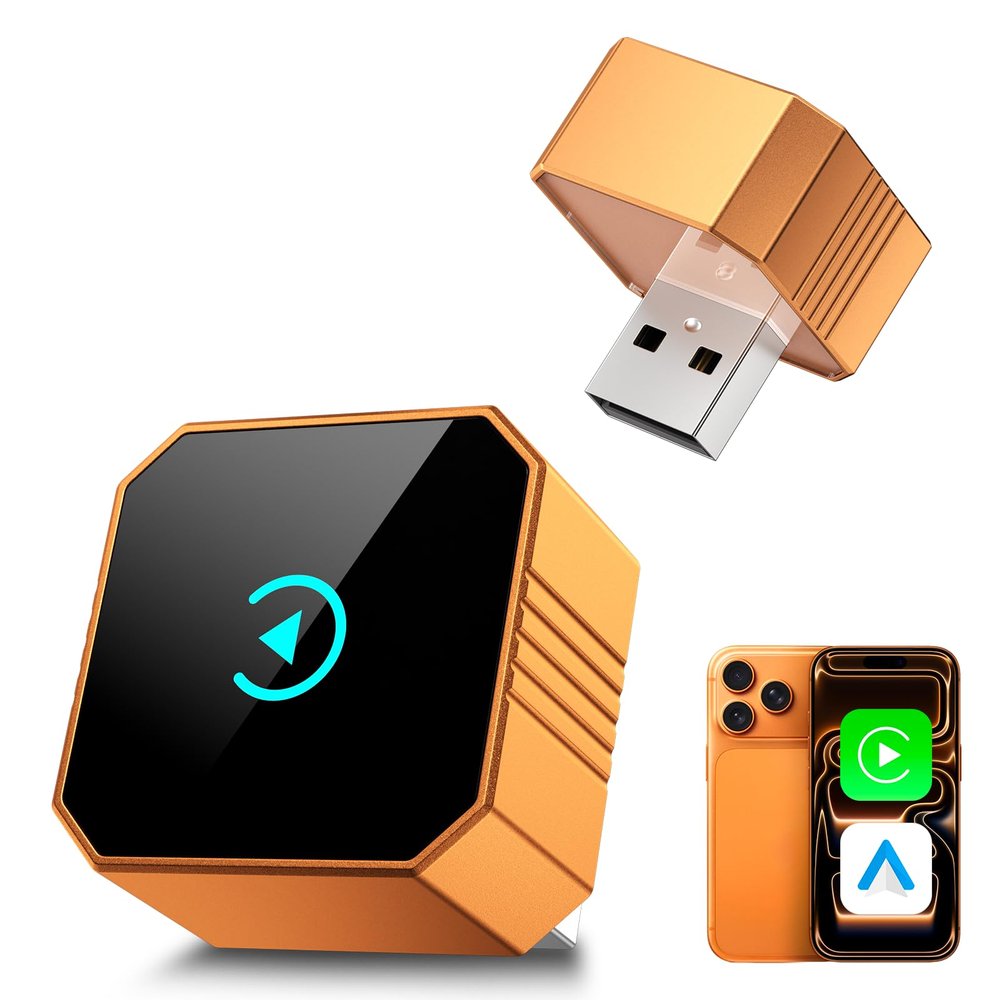 2026 Wireless CarPlay Adapter, 2in1 Mini CarPlay Wired to Wireless with Fast Stable Connection, Plug and Play, Zero Delay Car Play for iPhone iOS 10+, Android 11+
