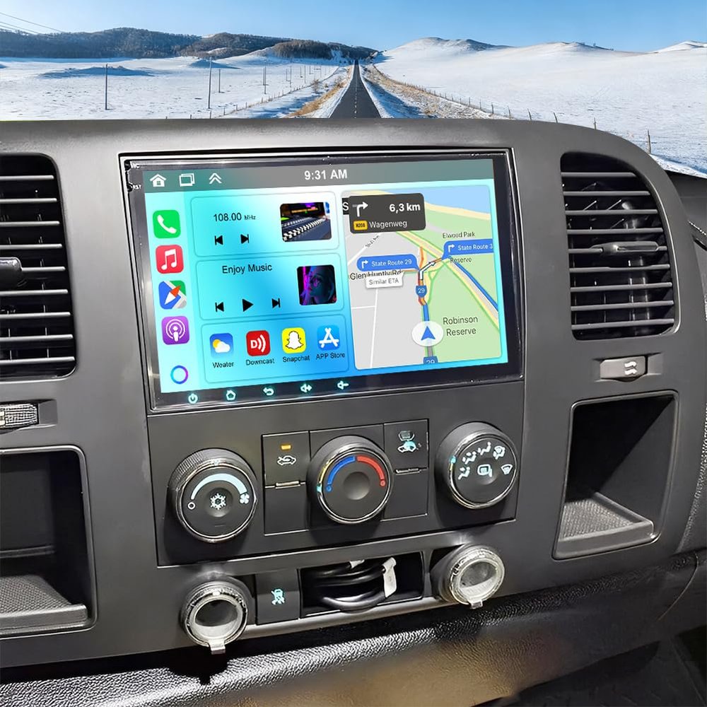 4G+64G Car Stereo Upgrade for Chevy Silverado 1500 2009-2012 with Wireless CarPlay and Android Auto, 8" Touchscreen Android 14 Double Din Radio Receiver w/Bluetooth GPS WiFi FM RDS SWC Backup Camera