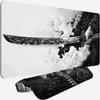 Gaming Mouse Pad Cinematic Samurai Sword - 31.5x11.8 HD Print Japanese Art Desk Mat for Pro Gaming & Minimalist Office, Non-Slip, Stitched Edges, Black and White view 1