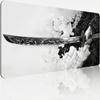 Gaming Mouse Pad Cinematic Samurai Sword - 31.5x11.8 HD Print Japanese Art Desk Mat for Pro Gaming & Minimalist Office, Non-Slip, Stitched Edges, Black and White view 2
