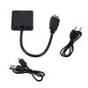 Treayes HDMI-Compatible to Cable Converter with 3.5 Audio Power Supply Adapter FHD 1080P for Tablet Desktop PC Projector TV(Black with 2 Cables) view 1