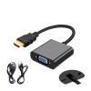 Treayes HDMI-Compatible to Cable Converter with 3.5 Audio Power Supply Adapter FHD 1080P for Tablet Desktop PC Projector TV(Black with 2 Cables) view 2