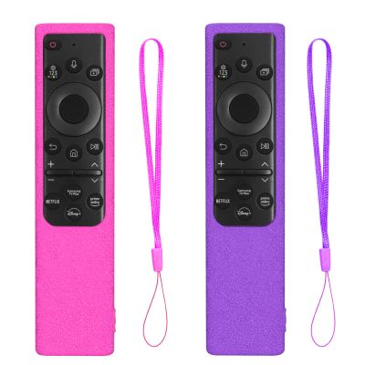 2 Pack Remote Cover for Samsung Smart TV, Silicone Protective Case for Samsung Solar Cell Remote 2021 2022 BN59-01357 BN59-01385 BN59-01265A Anti-Slip Remote Case (Purple and Rose Not Glow)