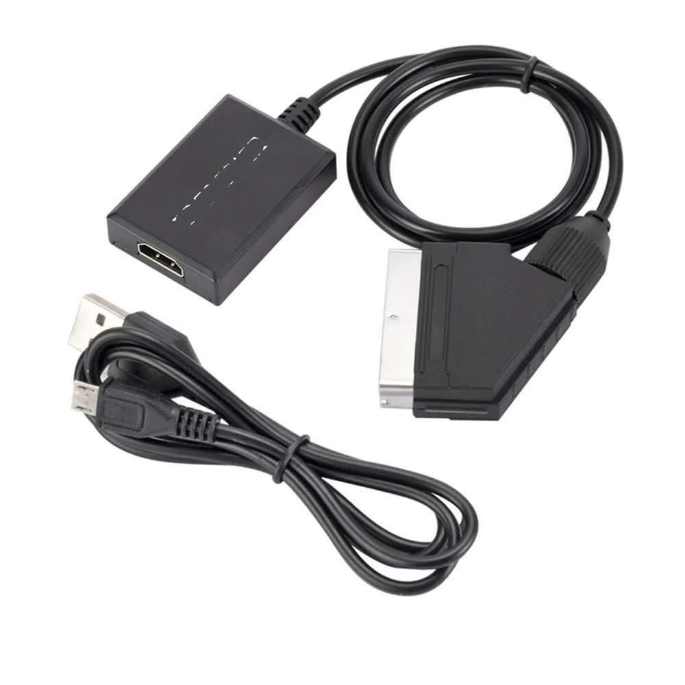 Treayes HDMI-Compatible to SCART Video Audio Converter Adapter for HD TV DVD for Sky Box STB Plug and Play Power Cable