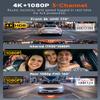 4K 3 Channel Dash Cam Front and Rear Inside, Wi-Fi Full HD Dash Camera for Cars, WDR Night Vision, 2 inch IPS Screen 32GB SD Card Included App Control, Parking Mode G-Sensor Support 256 GB Max view 2